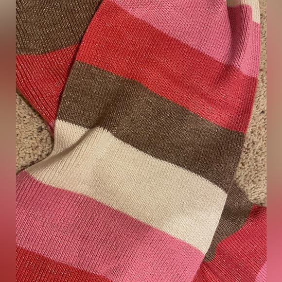 NWT Aeropostale red/white/pink/brown striped sparkly scarf, Y2K - Picture 2 of 2